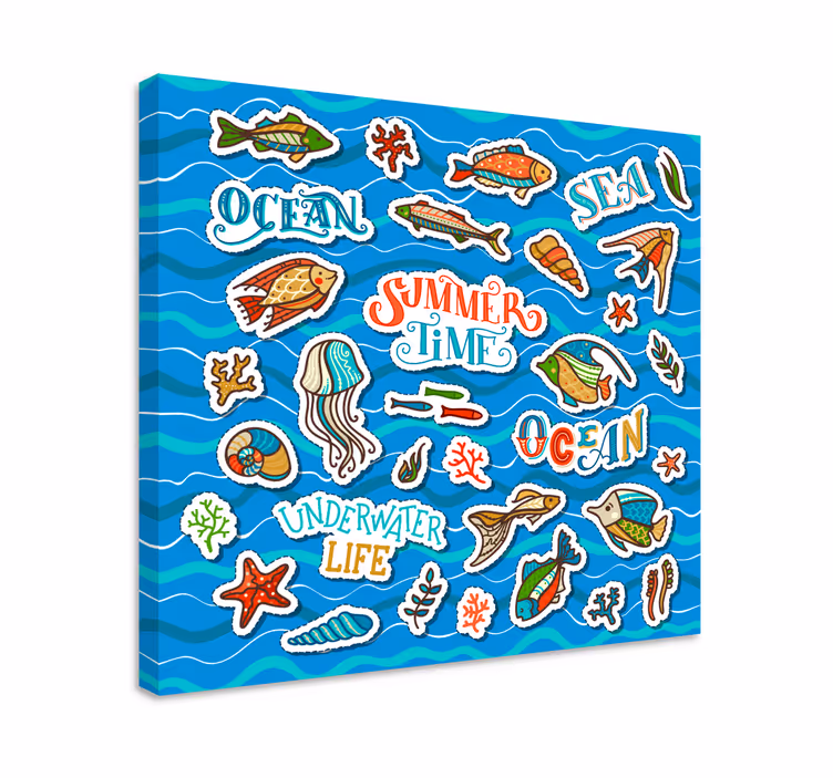 オーシャンステッカーコラージュキッズキャンバス - TENSTICKERS
