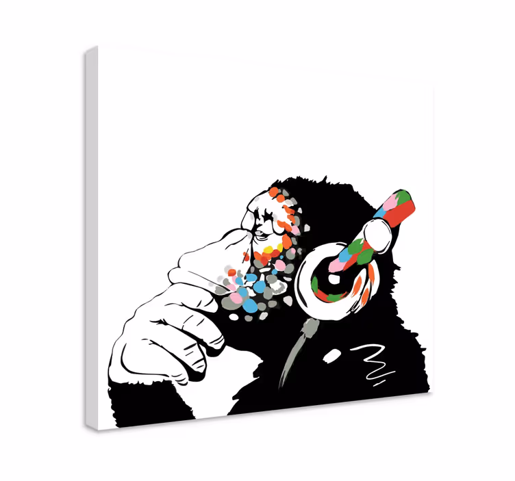 モノバンクシームシカミュージックキャンバスアート - TENSTICKERS
