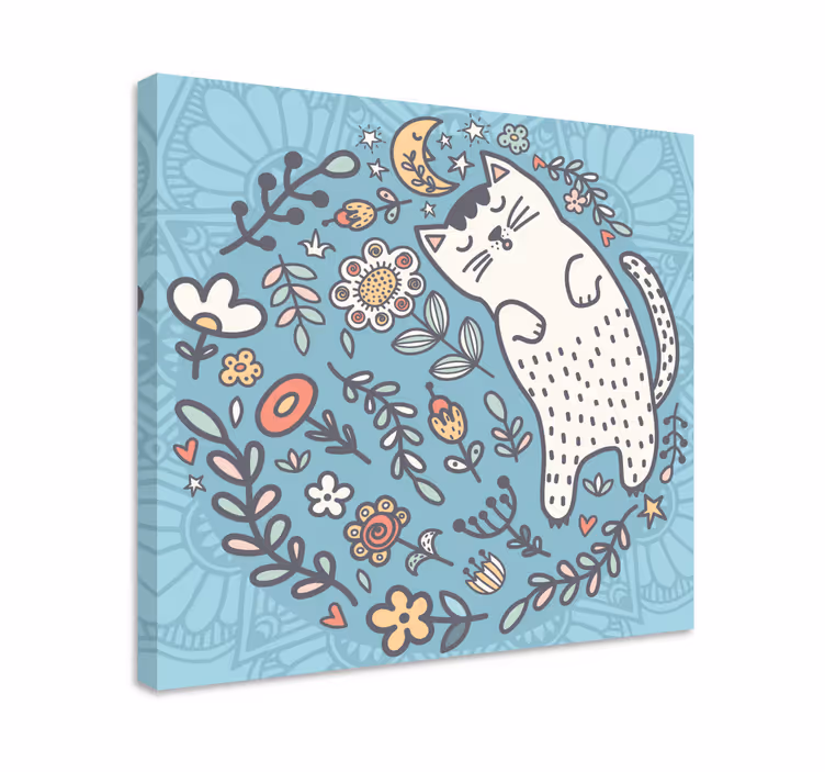 愛らしい猫曼荼羅キャンバスウォールアート - TENSTICKERS