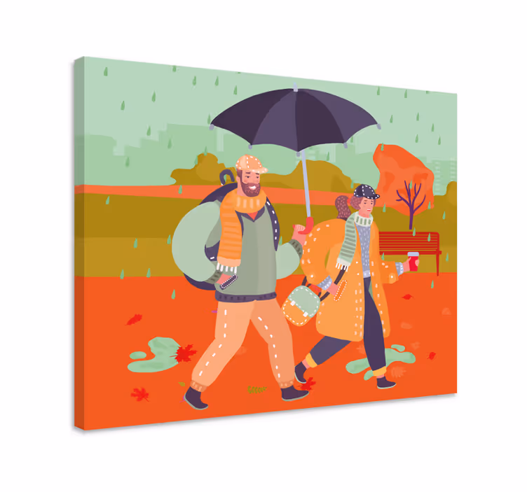 キャンバス 人とキャラクター 一緒に歩くカップル - TENSTICKERS