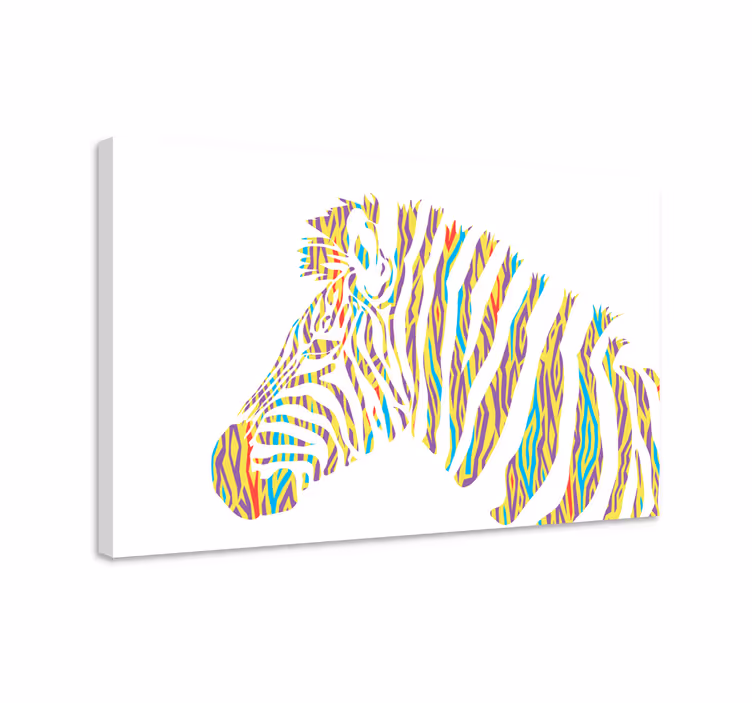 キャンバス 動物 カラフルなシマウマの頭 - TENSTICKERS