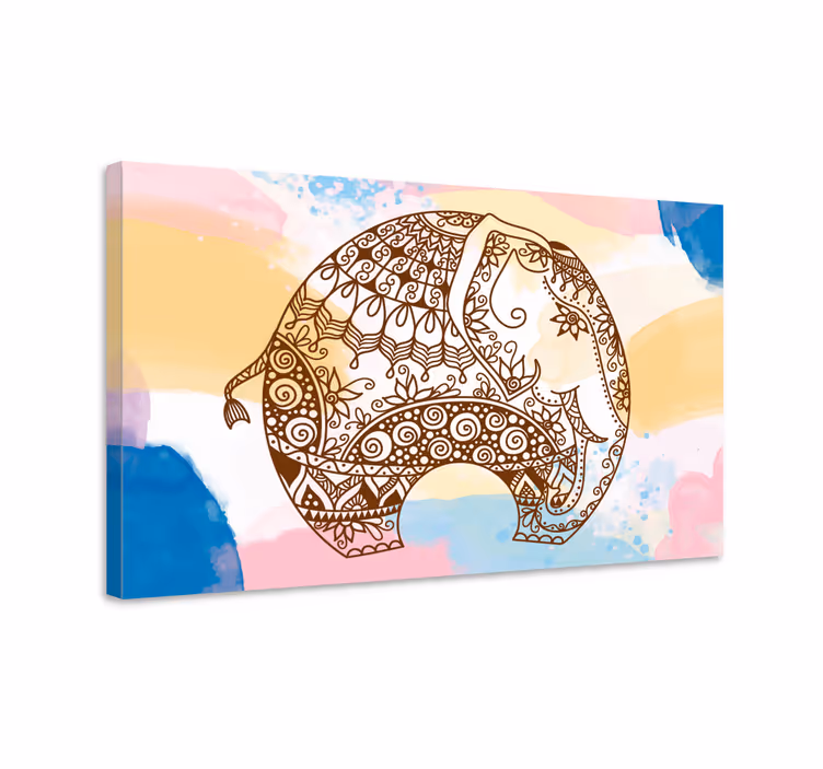 色とりどりの花曼荼羅象の帆布 - TENSTICKERS