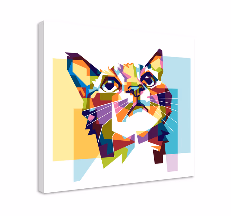 幾何学的な猫のキャンバスプリント - TENSTICKERS