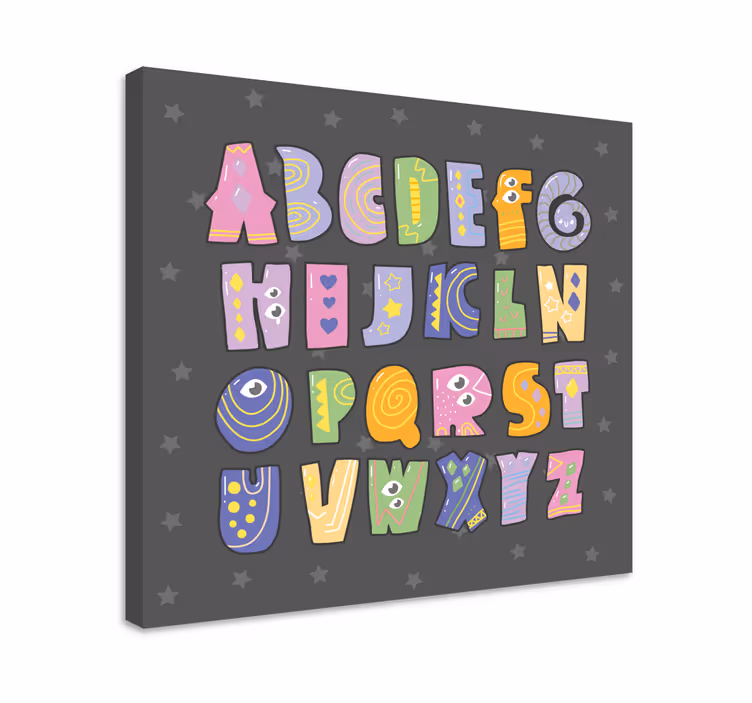 色付きのアルファベットアルファベットキャンバスプリント - TENSTICKERS