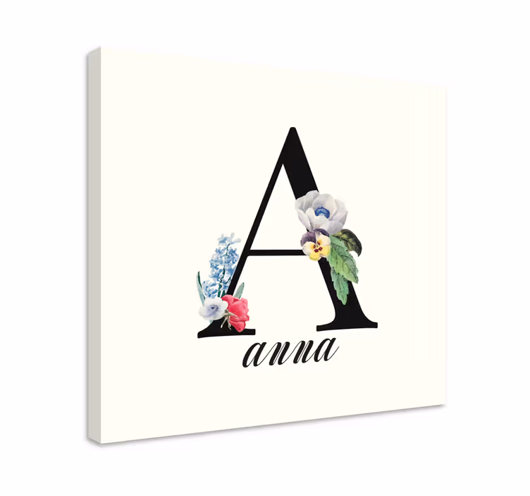 キャンバス abcと文字 フローラルイニシャルa - TENSTICKERS