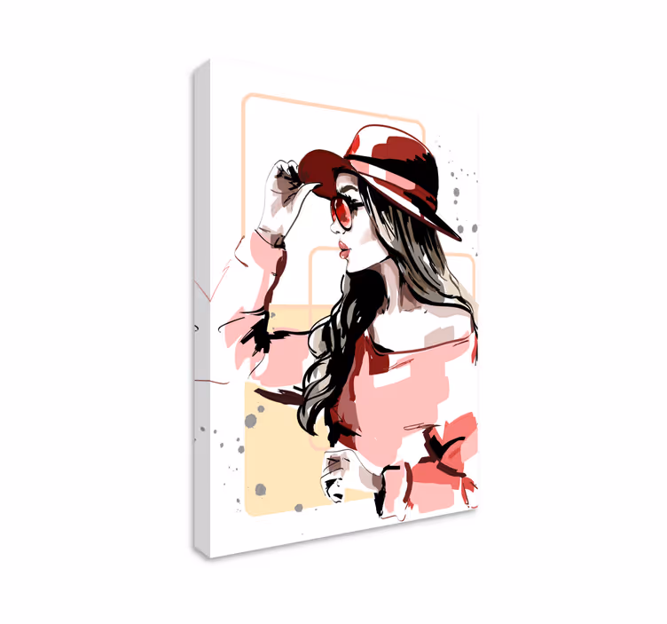 キャンバス 人とキャラクター スタイリッシュな女性の肖像 - TENSTICKERS