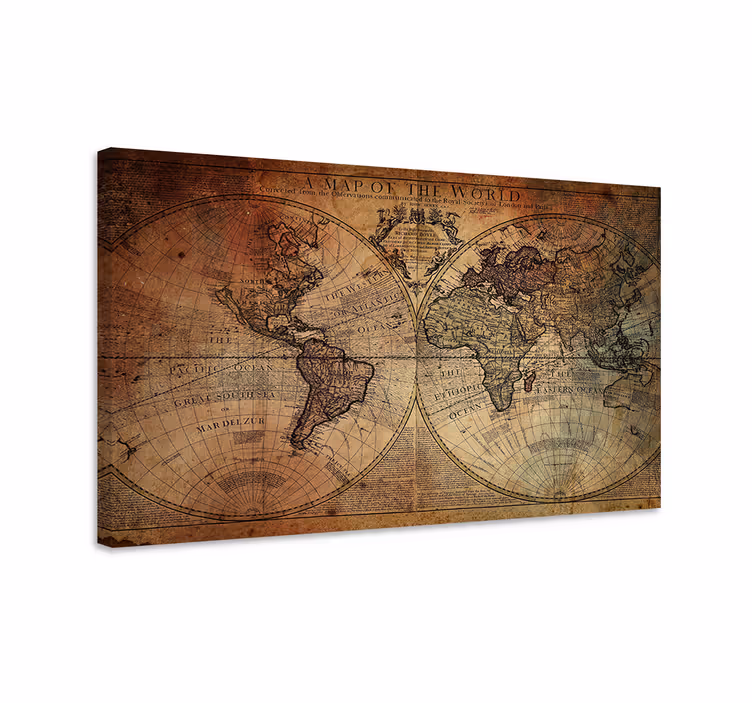 古代スタイルの世界地図の帆布 - TENSTICKERS