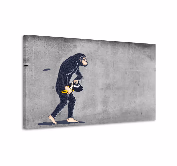 バナナキャンバスアートプリントとバンクシーモンキー - TENSTICKERS
