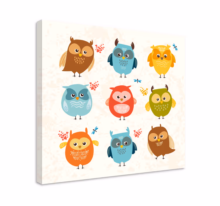 赤ちゃんフクロウパターン鳥キャンバスアート - TENSTICKERS