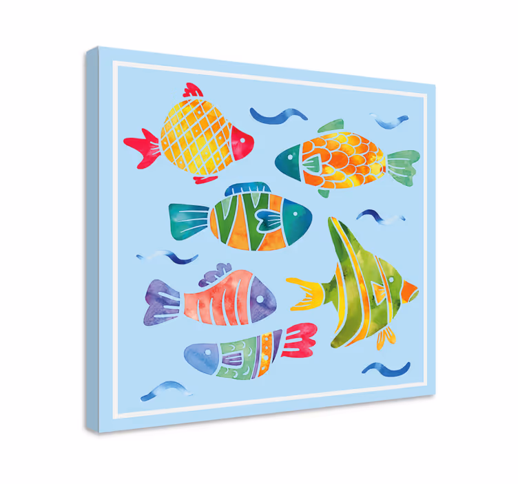 キャンバス 魚 色とりどりの水中生物 - TENSTICKERS