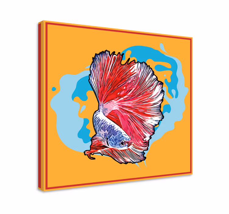 キャンバス 魚 鮮やかなベタ魚 - TENSTICKERS