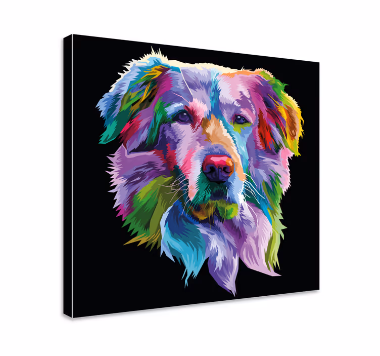 カラフルなペットの顔の犬のキャンバスプリント - TENSTICKERS