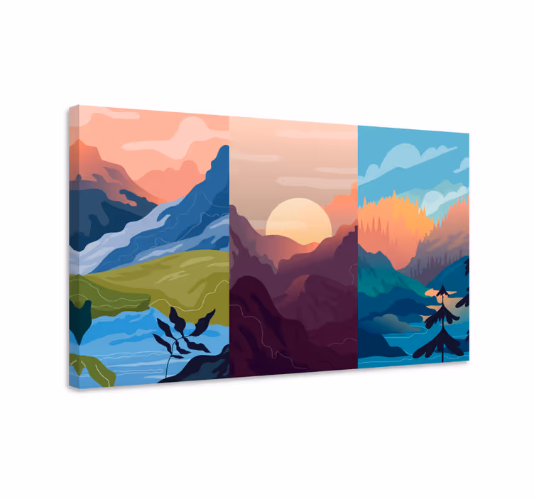 キャンバス 風景 山の朝日シーン - TENSTICKERS