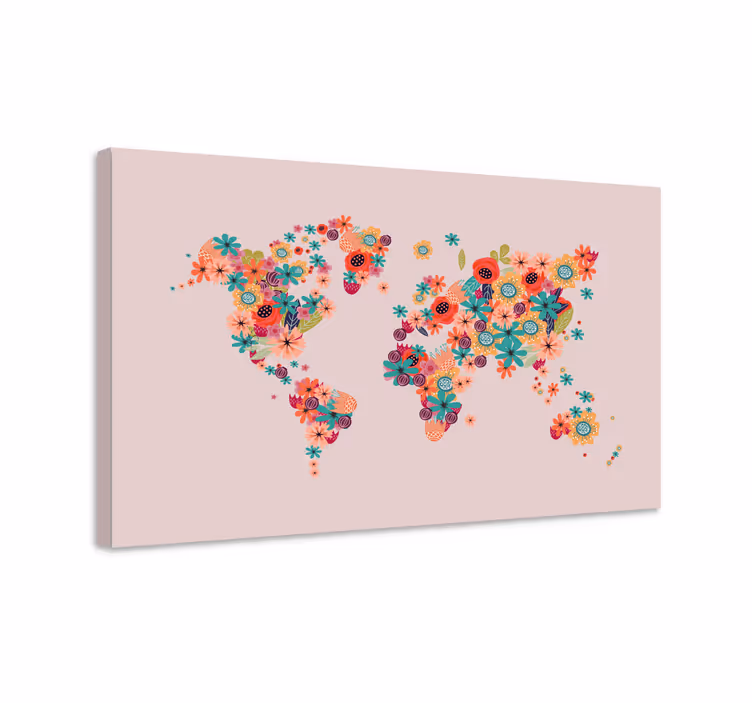 漫画の花の世界地図の帆布 - TENSTICKERS