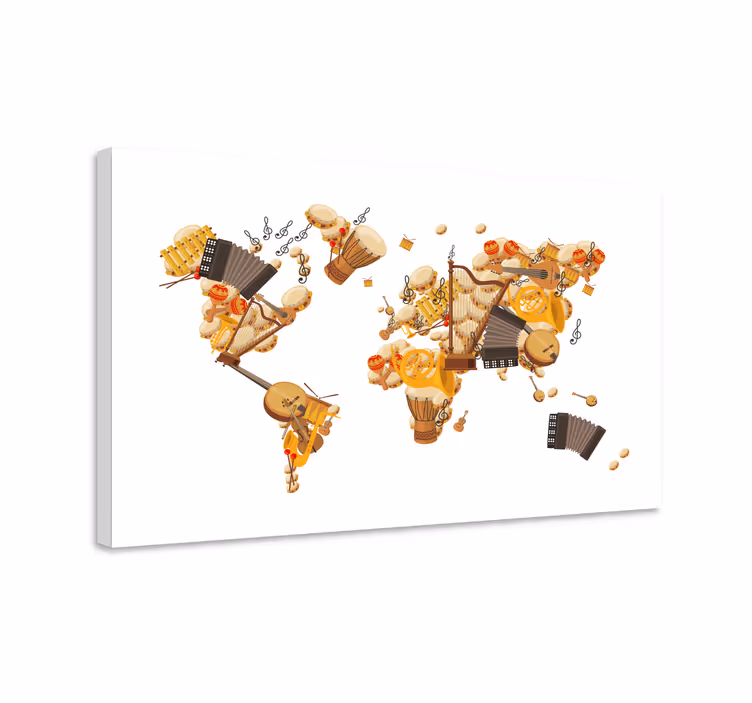 楽器の世界地図の帆布 - TENSTICKERS