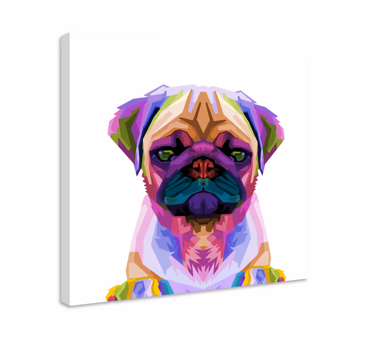 ポップアートパグ犬のキャンバスプリント - TENSTICKERS