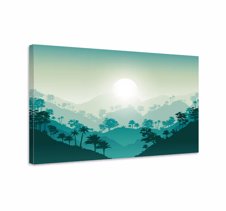 キャンバス 風景 霧の山の朝焼け - TENSTICKERS