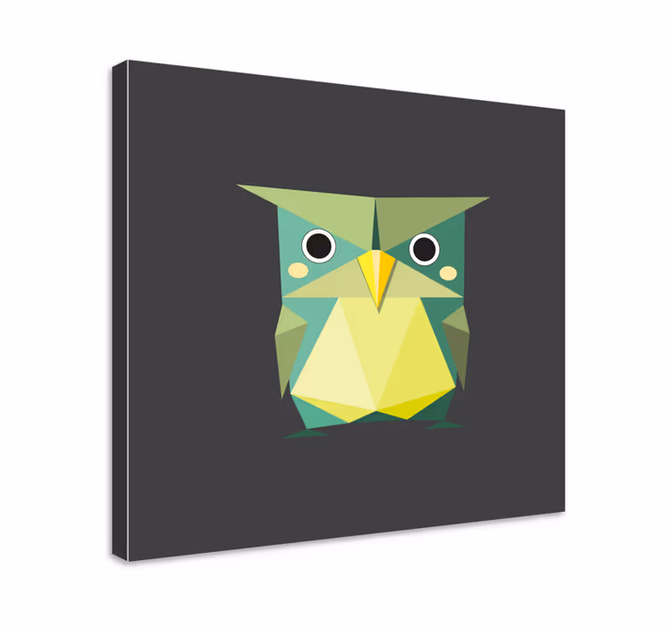 キャンバス 動物 幾何学的な緑のフクロウ - TENSTICKERS