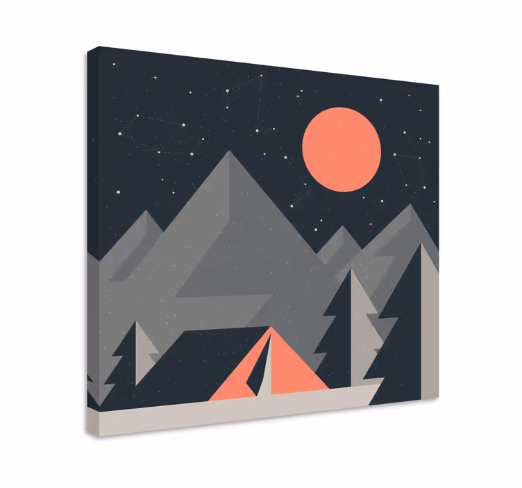 キャンバス 風景 山のキャンプシーン - TENSTICKERS