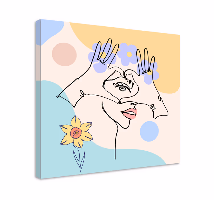 キャンバス 美術 抽象的な手描きのラインワーク - TENSTICKERS