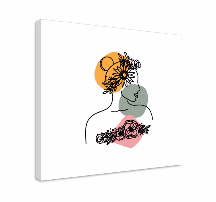 花の帆布で素晴らしい女性の顔 - TENSTICKERS