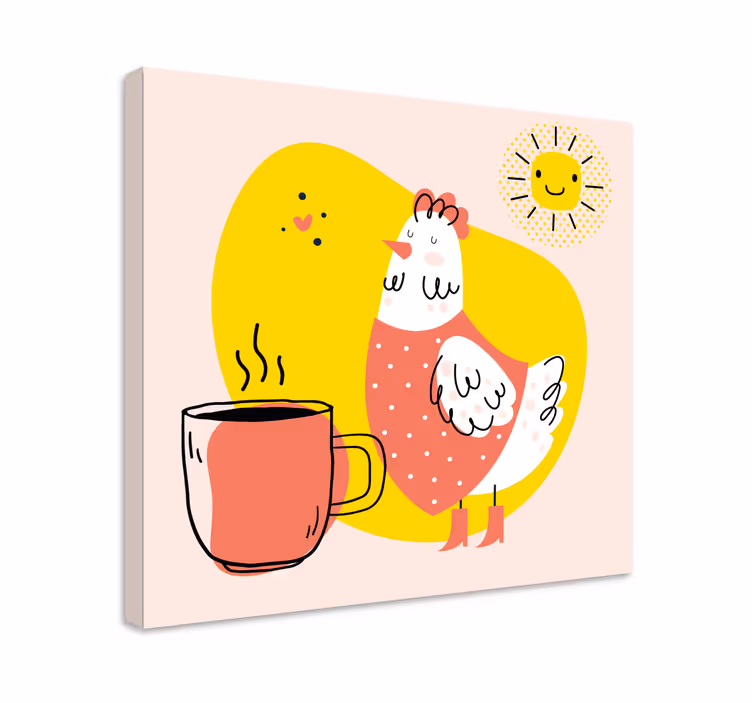 キャンバス 動物 陽気な鶏の朝 - TENSTICKERS