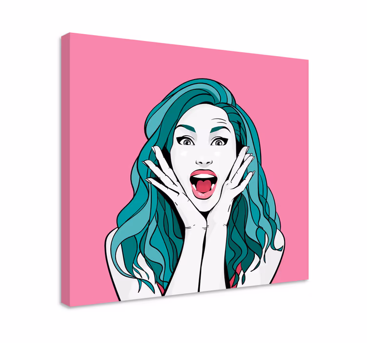 キャンバス 人とキャラクター 驚いた女性の表情 - TENSTICKERS