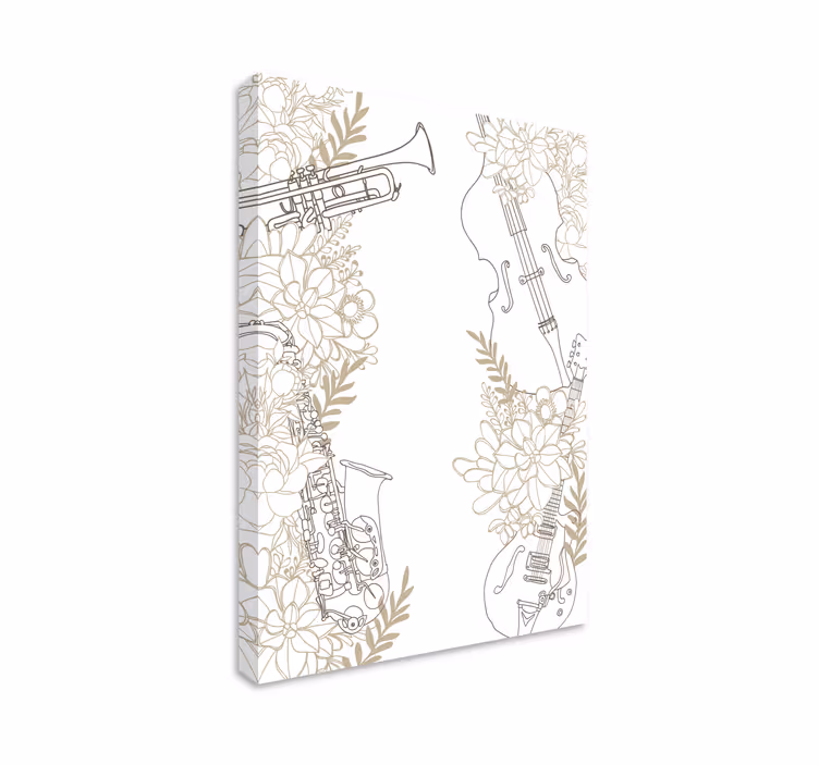 キャンバス 音楽 楽器の花柄 - TENSTICKERS