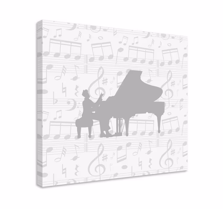 キャンバス 音楽 ピアノメロディーシルエット - TENSTICKERS