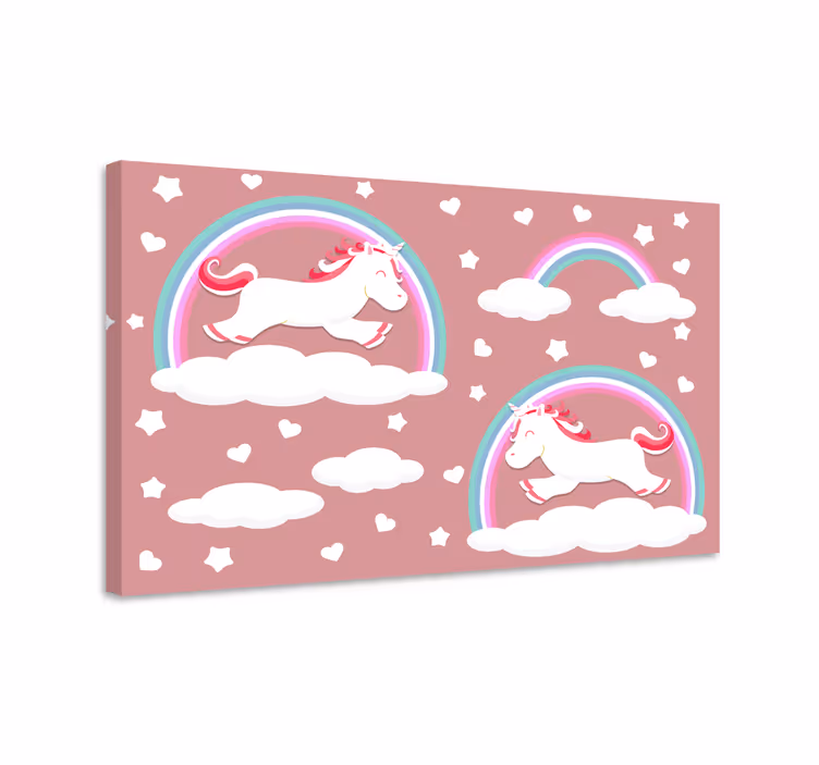 キャンバス 恐竜 雲の中のユニコーン - TENSTICKERS