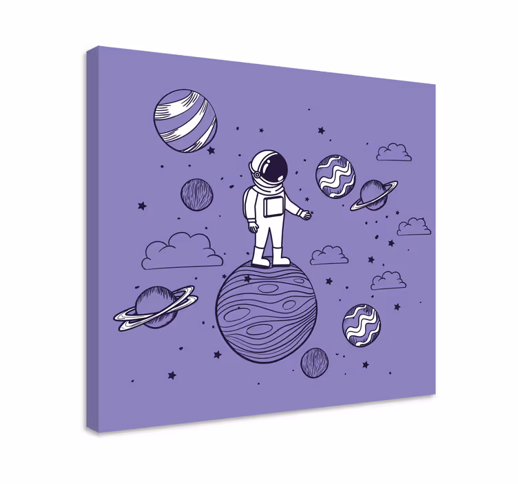 ビデオゲームキャンバスプリント宇宙を探検する宇宙飛行士 - TENSTICKERS