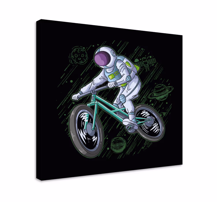 ビデオゲームキャンバスプリント自転車に乗った宇宙飛行士 - TENSTICKERS