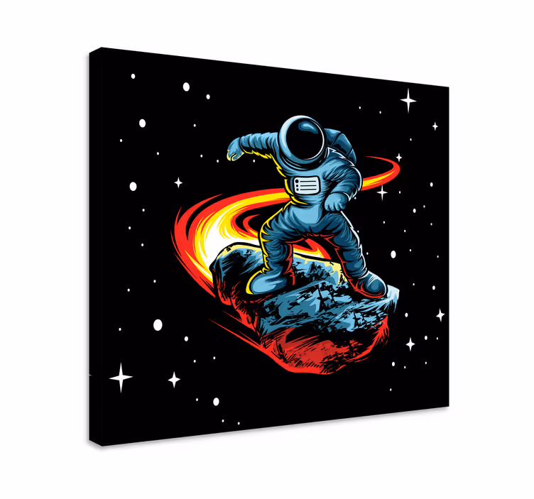 ビデオゲームキャンバスプリント小惑星をサーフィンする宇宙飛行士 - TENSTICKERS