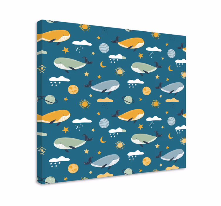 キャンバス 美術 宇宙の中のクジラ - TENSTICKERS