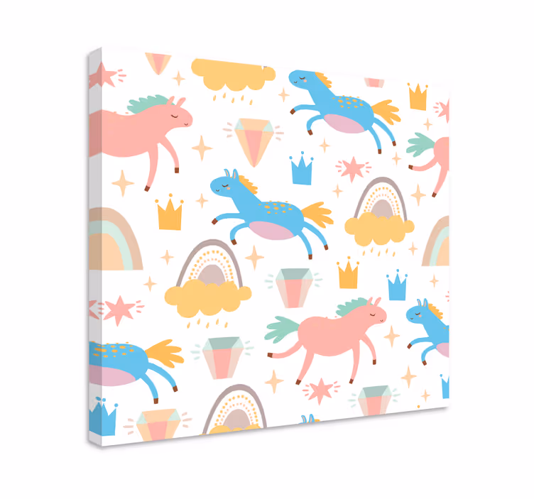 キャンバス うま カラフルなユニコーンの疾走 - TENSTICKERS