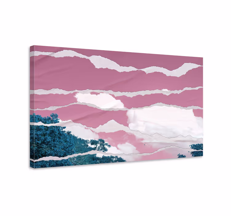 キャンバス 風景 ピンクの地平線の雲 - TENSTICKERS