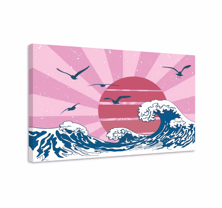 素晴らしいピンクのレトロな波のレトロなキャンバス - TENSTICKERS