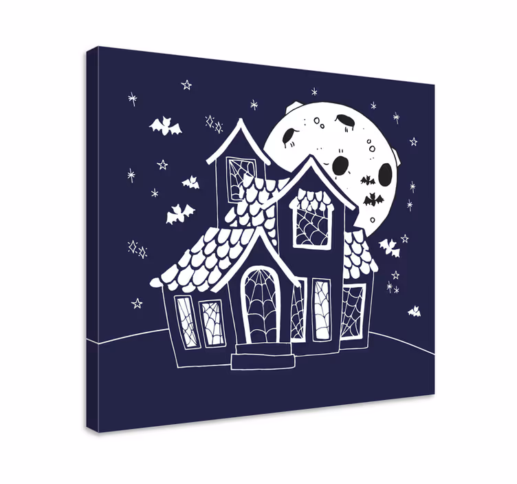キャンバス 風景 お化け屋敷のシルエット - TENSTICKERS