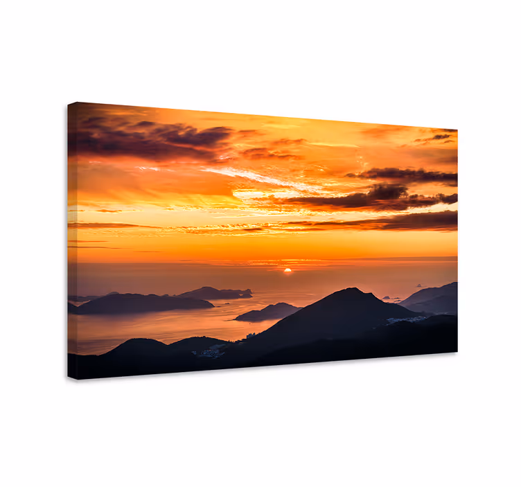 キャンバス 風景 美しい夕焼けと山々 - TENSTICKERS