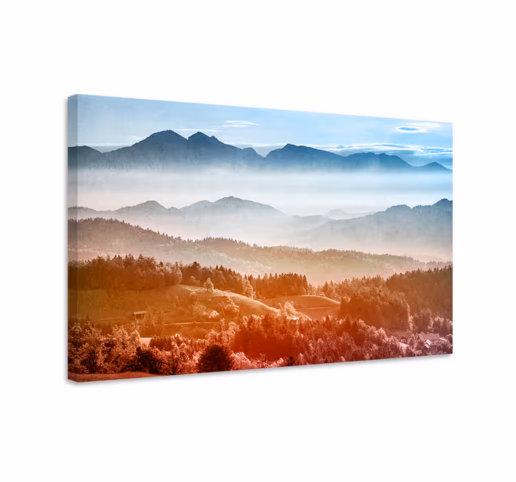 キャンバス 風景 霧の中の山の景色 - TENSTICKERS