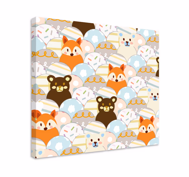 キャンバス 文字 愛らしい動物の顔 - TENSTICKERS