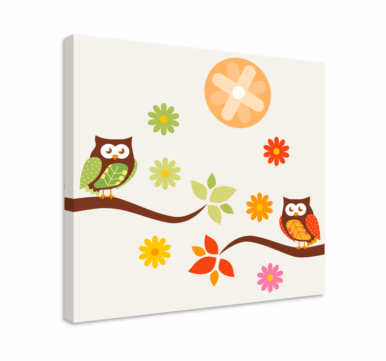 キャンバス 動物 フクロウの家族の喜び - TENSTICKERS