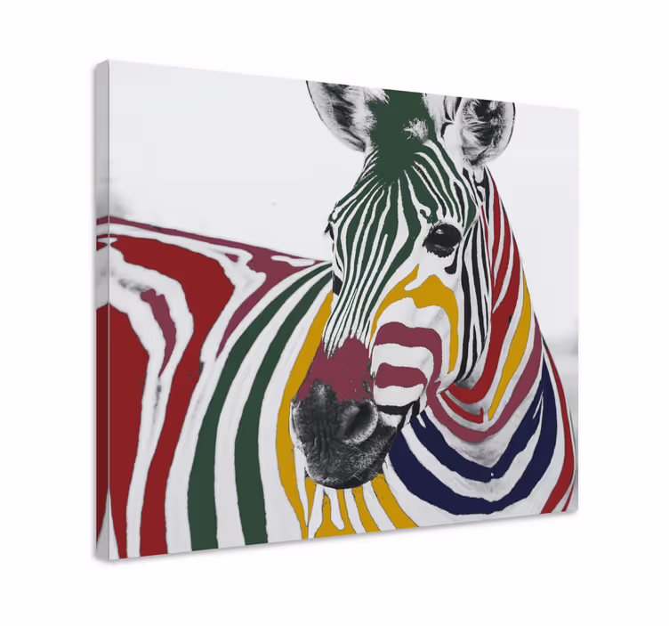 カラフルなゼブラ絵画アートモダンキャンバス - TENSTICKERS