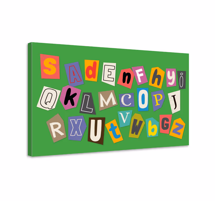 キャンバス abcと文字 カラフルレターコラージュ - TENSTICKERS