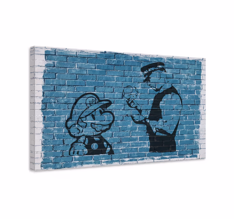 ビデオゲームキャンバスプリントマリオと警官 - TENSTICKERS