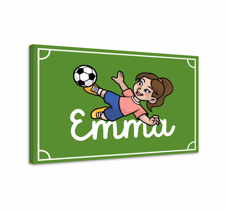女の子のサッカー選手のパーソナライズされたキャンバス - TENSTICKERS