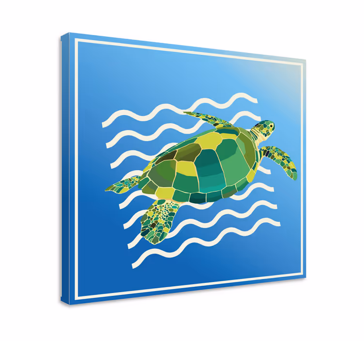 キャンバス 魚 ウミガメの泳ぎ - TENSTICKERS