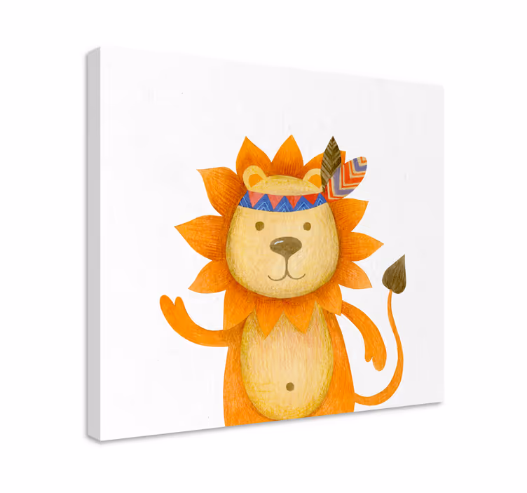 キャンバス 動物 友好的なライオンキャラクター - TENSTICKERS