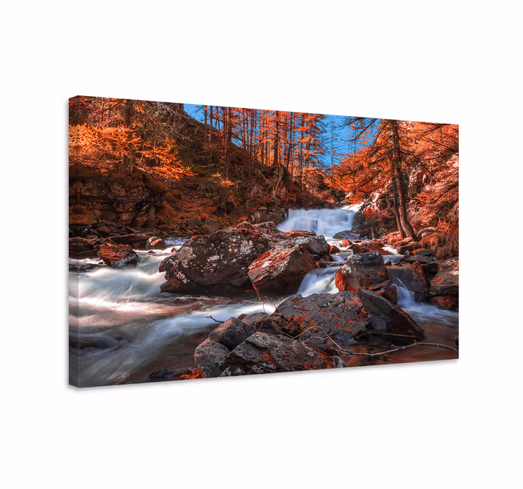 キャンバス 風景 山の小川の風景 - TENSTICKERS