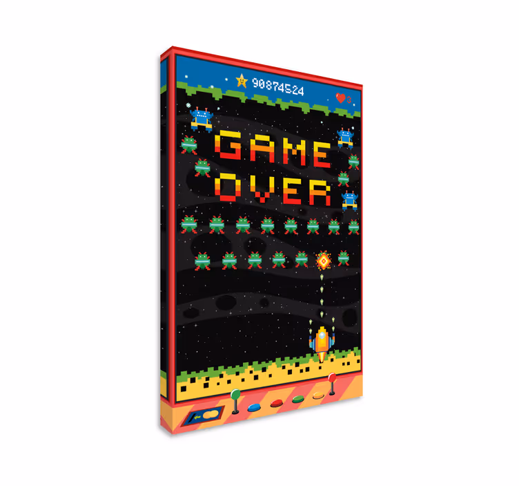 ビデオゲームキャンバスプリント 8ビットアーケードスクリーン - TENSTICKERS